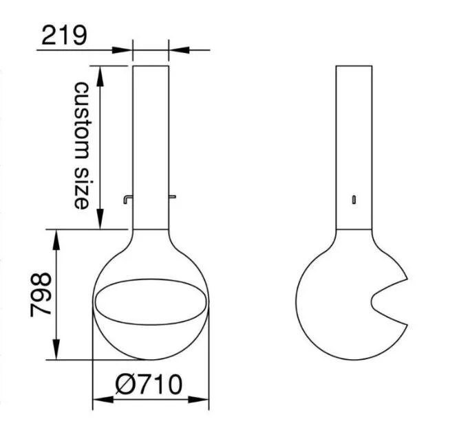 Round Hanging Wood Burning Stove Suspended Fireplace