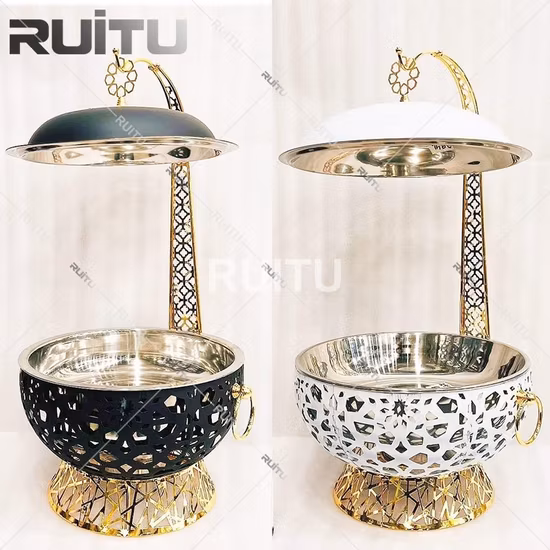 Круглый золотой цветок большой емкости, декоративный алмазный кристалл, подвесной набор для жарки алкоголя, набор для шведского стола с крючком, стеклянная крышка, золотая плита для шведского стола для поддержания еды в тепле